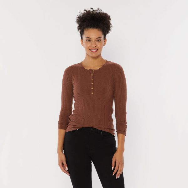 Women's Layering Rib Henley Long Sleeve Shirt
