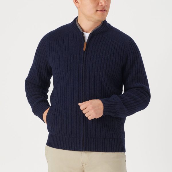 Men's Shetland Wool Windproof Zip Sweater