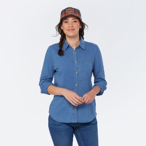 Women's Indigo Knit Button-Front Shirt